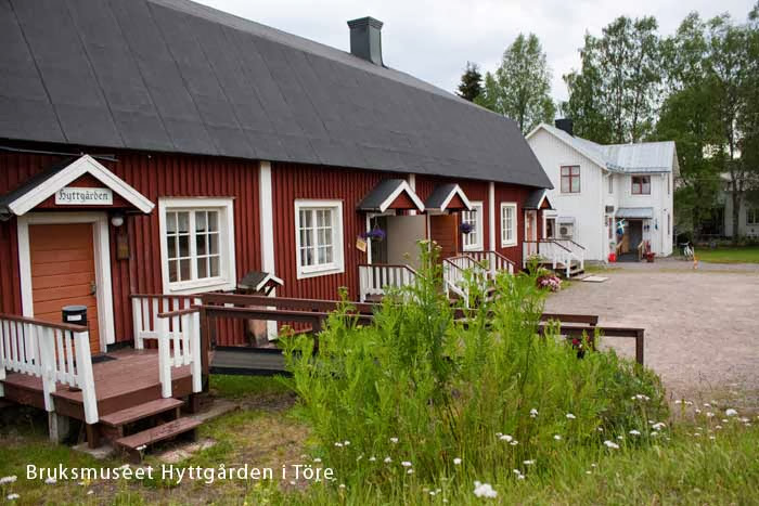 Bruksmuseet Hyttgården in Töre — traditional Swedish red wooden buildings